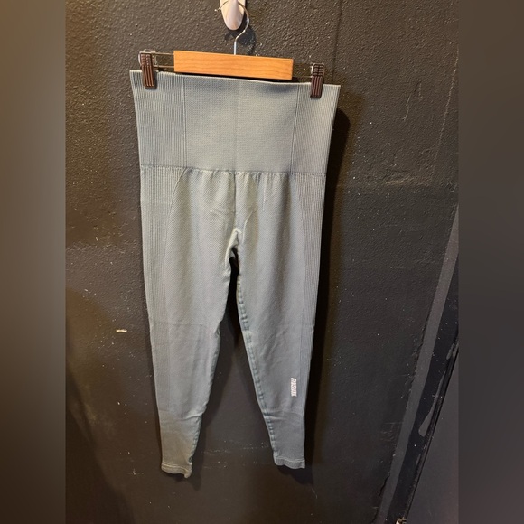 Gymshark Gray Green Leggings High Waist Streamlined - Picture 1 of 6